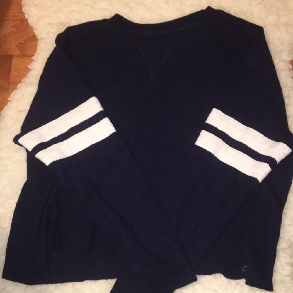 Navy Waffle Scoop Neck Sweater